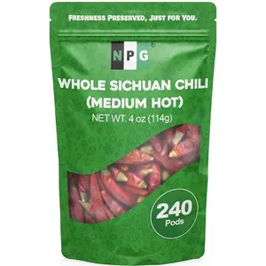 NPG Sichuan Red Chili Peppers 4 Ounces, Medium Hot, Premium Szechuan Dried Red Chilies for Chili Oil, Paste, and Sauce, Used in Mexican, Chinese, Thai Dishes
