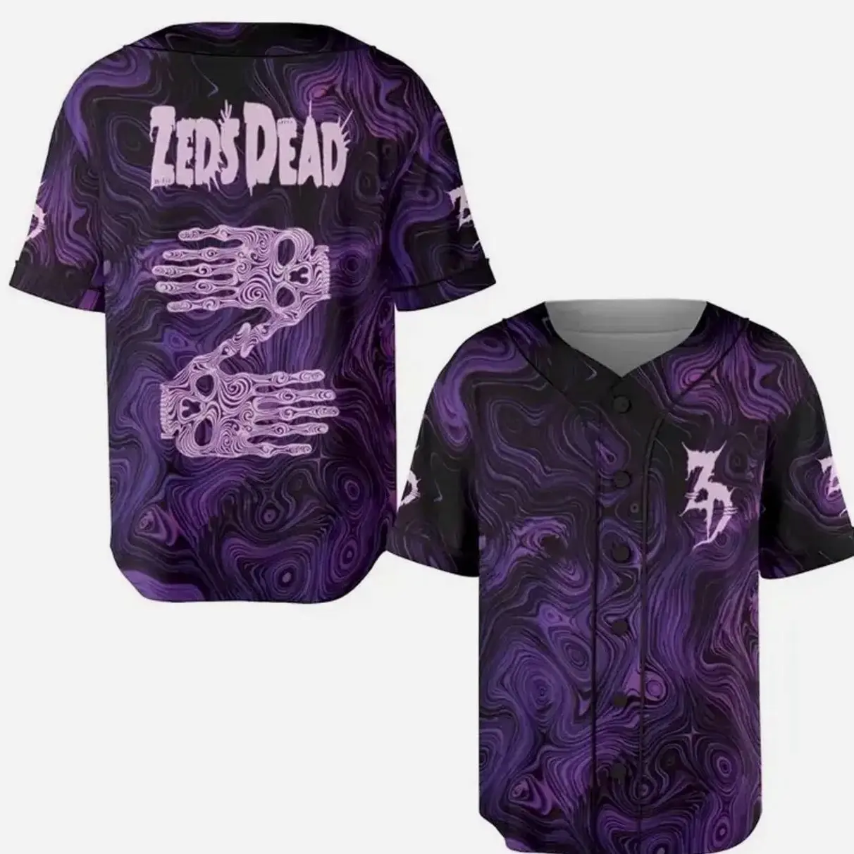 Zeds Dead Baseball Jersey, Skeleton Hands Rave Shirt, Bass Festival Outfit