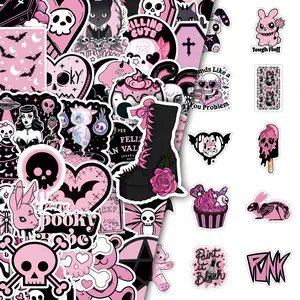 100PCS Black Pink Gothic (2 Duplicate Sets) - Edgy Aesthetic Decals for DIY, Journals, Laptop Decoration Sticker Sheets