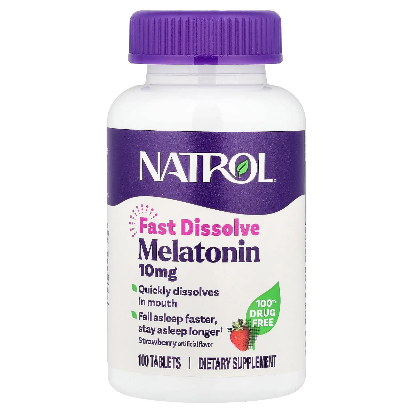 Natrol Melatonin, Fast Dissolve, Strawberry, 10 mg, 100 Tablets