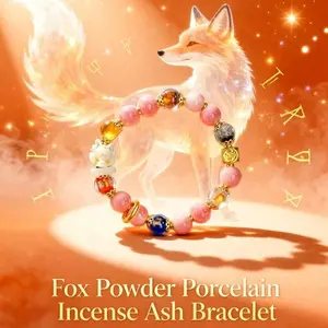 Fox Blush Pink Porcelain Incense Ash Bracelet, Love Charm, Good Luck Symbol, Wisdom Representation for Relationship Protection - DIY Jewelry Making Accessory