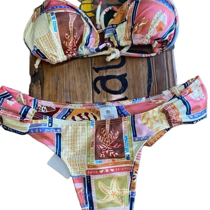 Bikini Brazilian Cut - Colorful Design with Unique Patterned Fabric