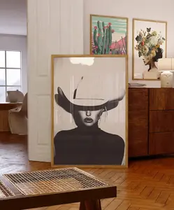 Cowgirl Black And White Poster, Western Aesthetic Décor, Southwest Wall Art, Cowgirl Poster