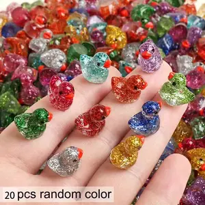 Mini Resin Duck Statue Set, 20 Pieces Shiny Decorative Farm Animal Garden Decorations, DIY Crafts and Home Accessories, Perfect for Outdoor Decoration