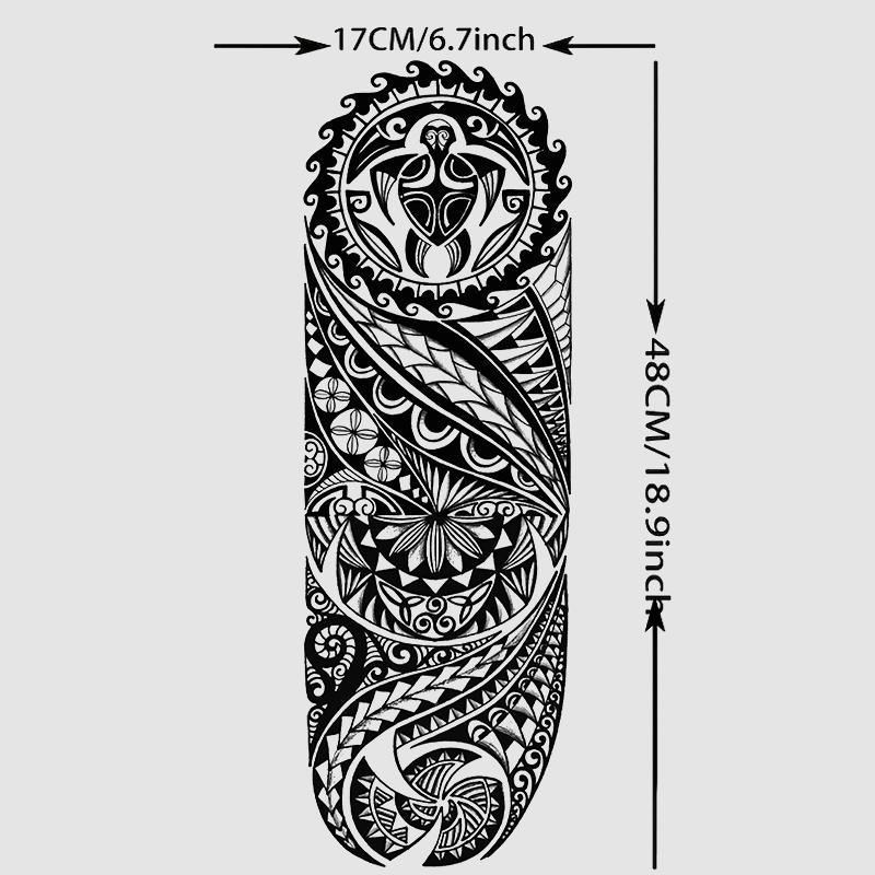 6 Sheets Full Arm Temporary Tattoo Stickers, Tribal Polynesian Design, Waterproof Long-Lasting Realistic Fake Tattoos for Men Women Halloween Party, Tattoo For Beginners