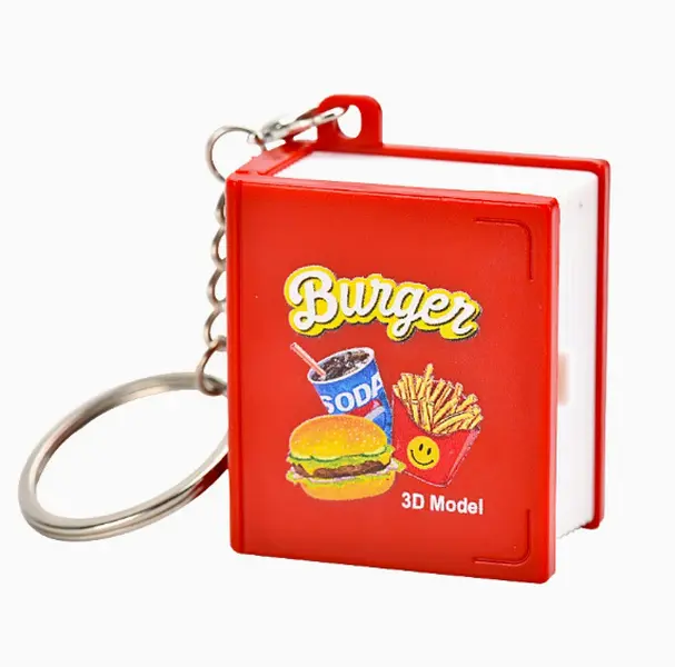 3D Pop-Up Burger Book Keychain One-Click Transformable Pocket Toy Perfect Small Gift Idea with Fun 3D Model Design