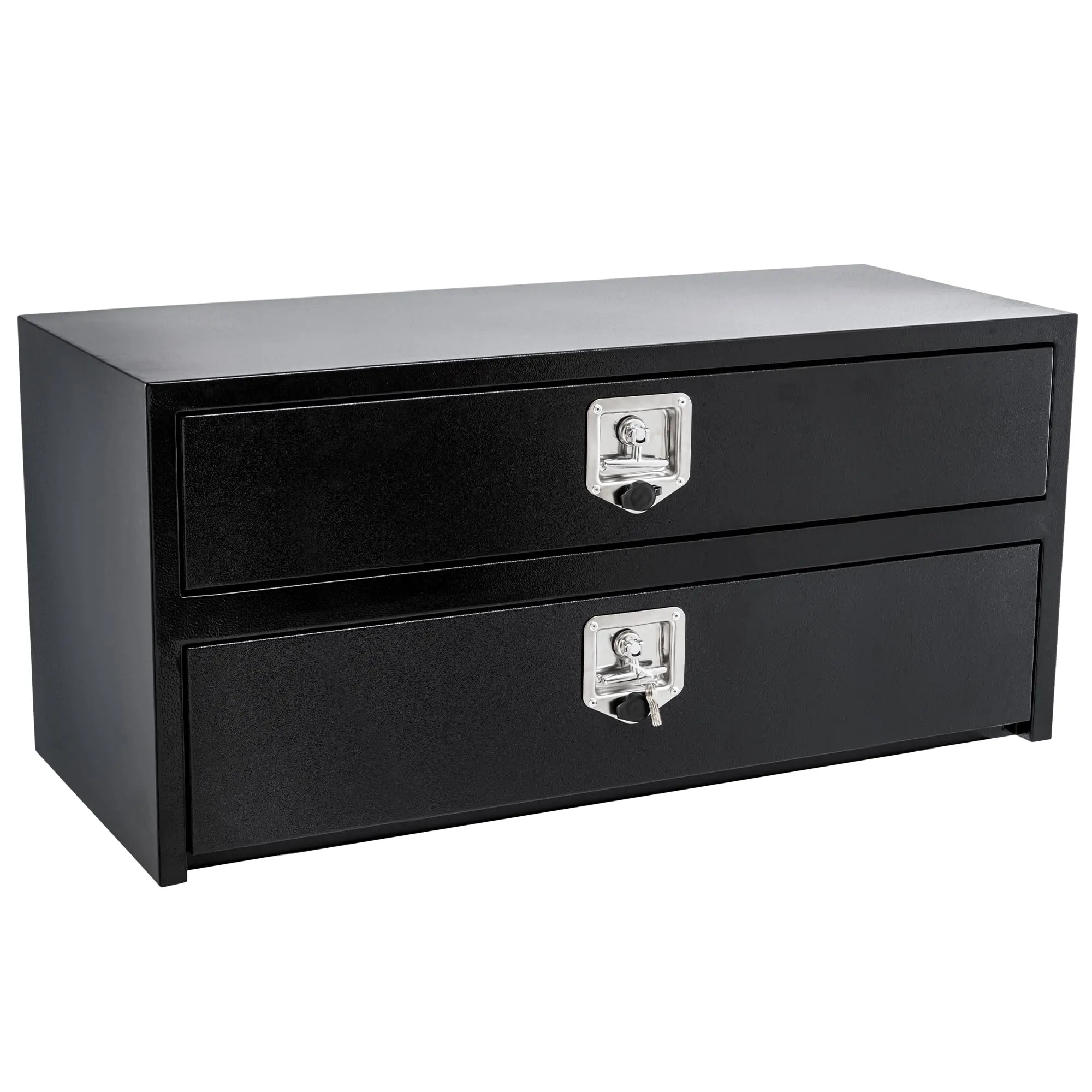 GARVEE 48" Black Steel Truck Tool Box w/Drawer, Two-tier Organizer Design for Truck Bed Tools, Secure with Lock & Keys, Waterproof Underbody toolbox for Pickup, Truck Bed, RV, Trailer, 48"x 18"x 20"