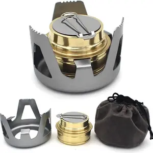 Outdoor Mini Alcohol Stove - Ultra-lightweight Camping Cookware Set, Brass & Aluminum Alloy, Multi-purpose Backpack Stove, Compact & Lightweight, Perfect for Camping, Hiking, Picnics, and Emergency Use