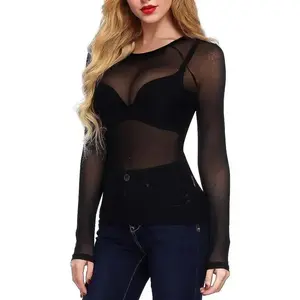 Black Sheer Tops for Women, Mesh Fishnet Tops Plus Size, Stylish and Sensational Mesh Blouses for Fashion-Forward Ladies