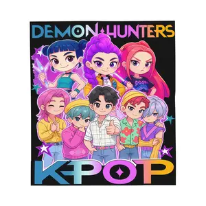 K Pop Demon Hunter Star Team Soft Flannel Blanket Blue Lightweight All Season Sofa Bed Cover Travel Camping Home Rug