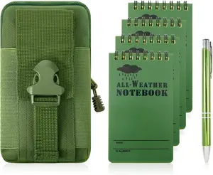 6 count Write in the Rain Notebook,  Notebook, Pocket Notebook with Pen,  Notepad,  Weather Notebook 3x5, Small Notebooks & Pouch & Pen for Outdoor Activities Recording