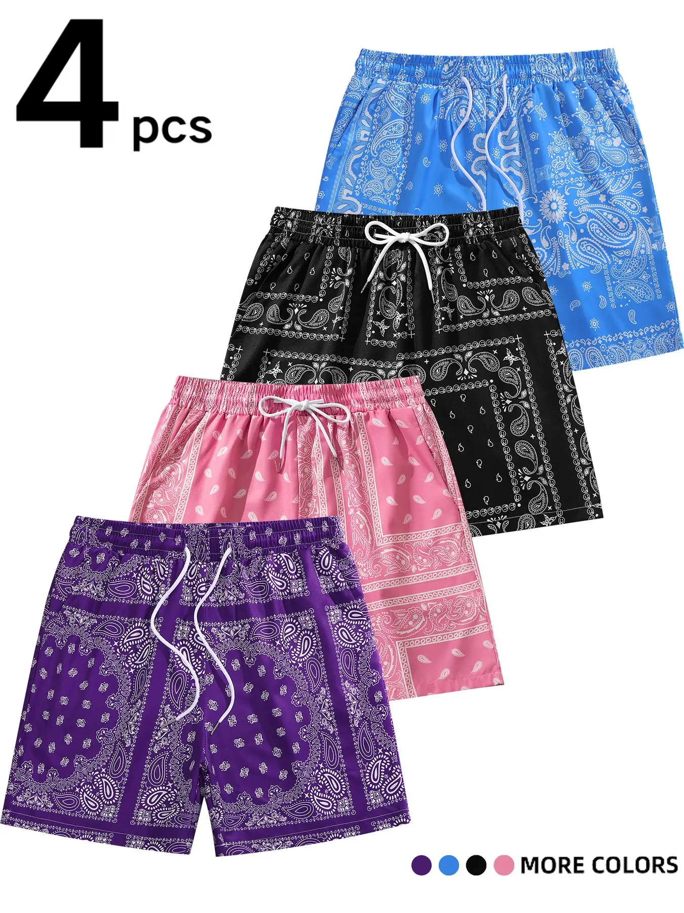 Men's Summer Beach Shorts Set, Trendy Ethnic Full Print Design, Comfortable Breathable Fabric, Perfect for Outdoor Sports and Daily Wear, Ethnic Pattern Shorts