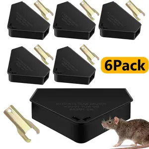 Mouse Station with Keys Black 6 Pack, Key Required Mouse Stations, Mice Stations, Keeps Children and Pets Safe Indoor & Outdoor