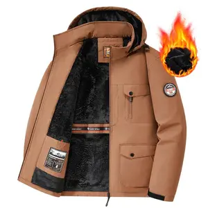 Men's Winter Snow Jacket with Warm Fleece Lining Detachable Hood Waterproof Windproof Insulated Outdoor Coat Magic Tape Cuff Design for Hiking Camping Fishing Mountaineering Tourism Skiing Sledding