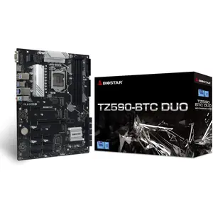 Biostar TZ590-BTC Duo DDR4 PCI-E Motherboard, Intel Z590 Chipset, LGA 1200 Socket for 10th-11th Gen Intel CPUs, 9 GPU Support for Mining, Ddr4 Motherboards, Pci-E Motherboards
