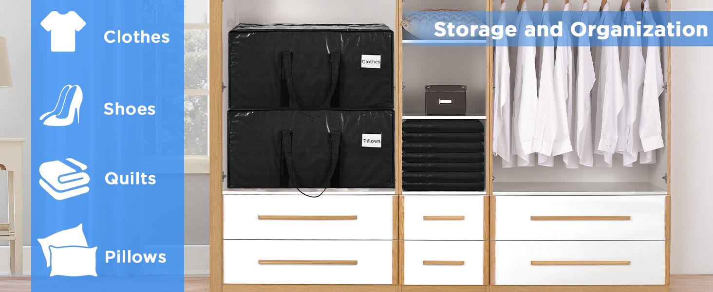 6 Pack Extra Heavy Duty Large Moving Bags with Strong Zipper & Comfortable Handles, Sturdy & Durable Clothes Storage Bags Totes Bins, Packing Moving Boxes for College Supplies, Black 6 Pack Extra Heavy Duty Large Moving Bags with Strong Zipper & Comfortable Handles, Sturdy & Durable Clothes Storage Bags Totes Bins, Packing Moving Boxes for College Supplies, Black