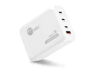 SIIG AC-PW2511-S1 high-performance 100W GaN PD Combo Power Charger, with three USB-C ports and one USB-A port to charge up to four devices simultaneously