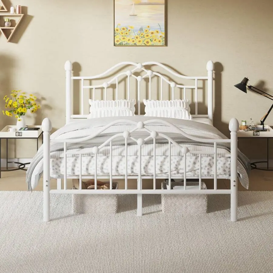 Frame With Headboard And Footboard, Modern Metal Platform  Frame Support Up To 1000LBS, Under  Storage, No Box Spring Needed, Easy Assembly  Full Size Double Floor Door, Queen  Frame,cama,bed,twin,bookcase,wingback,shelf,solid,upholstered,base,christmas