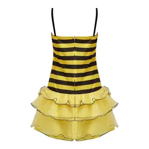 Women Halloween Insect Costumes Cute Bee Ladybug Dress and Wings Headband Set for Christmas Cosplay Party Outfits Gift Print Polyester Fashion Clothes