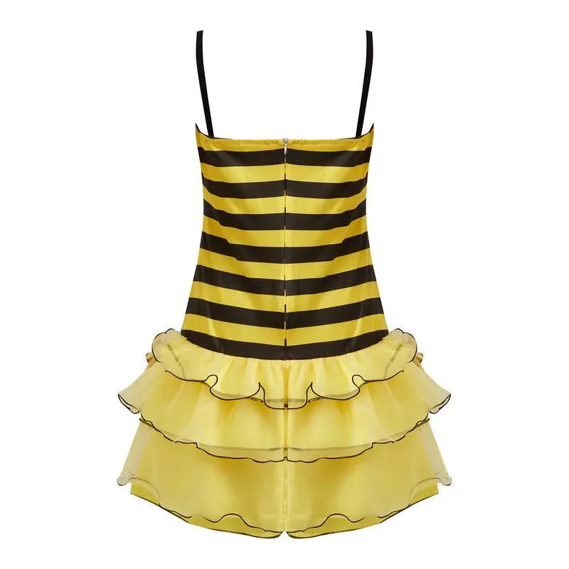 Women Halloween Insect Costumes Cute Bee Ladybug Dress and Wings Headband Set for Christmas Cosplay Party Outfits Gift Print Polyester Fashion Clothes