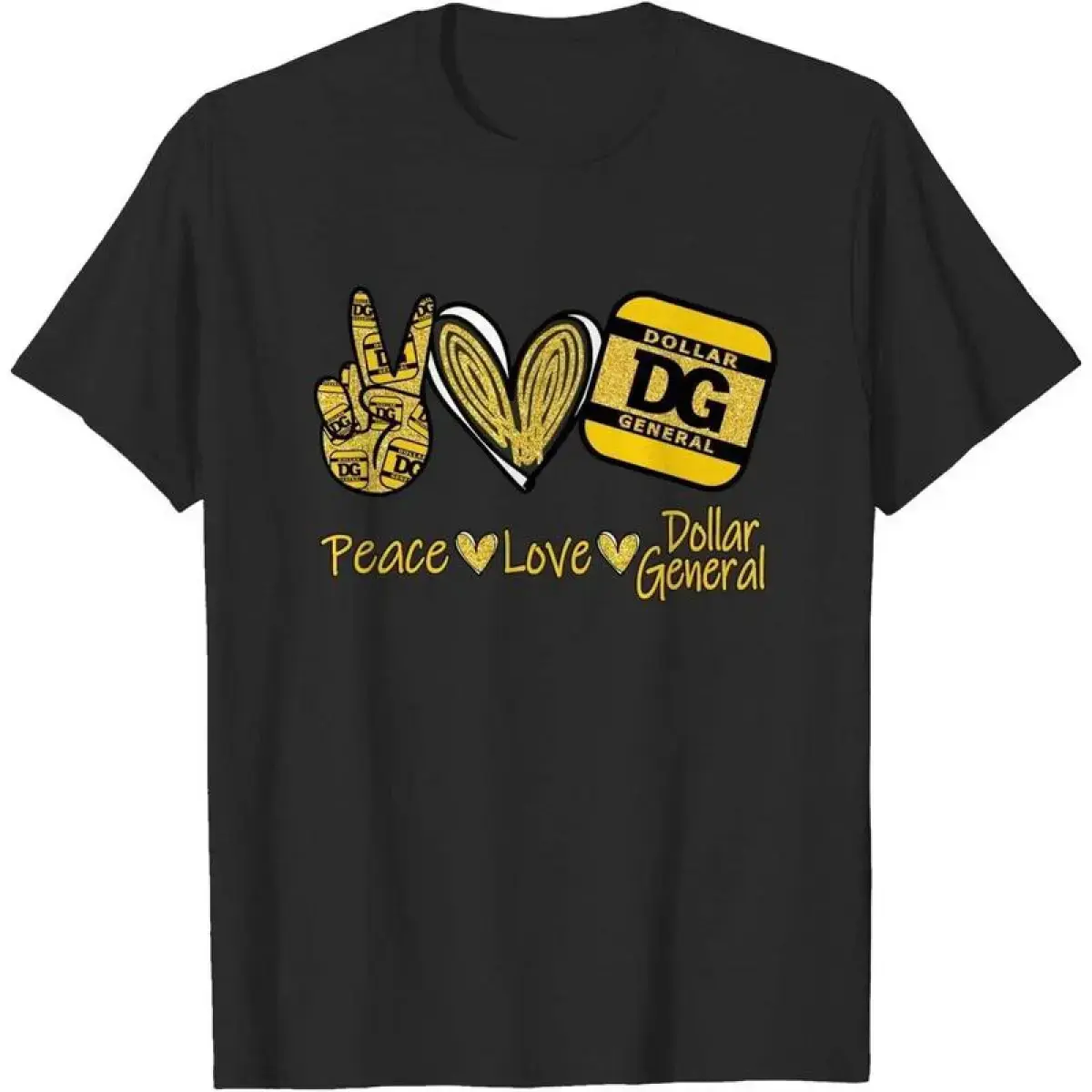 Cotton Short Sleeve Peace Love Dollar General DG Motivation Inspiration T-Shirt Birthday Gift Small For Men Women.CHEN JX Shop