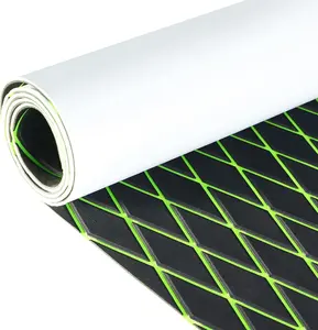 KXKZREN Premium EVA Foam Boat Decking pad Black and Green Diamond Groove Marine Flooring Sheet Non-Slip Self-Adhesive Traction Pad Mat for Yacht Kayak Surfboard Motorboat RV Waterproof Peel & Stick Deck Floor
