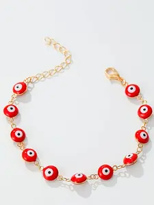 Elegant Women's Stainless Steel Evil Eye Bracelet, All Seasons Fashion Accessory, Random Eye Count, No Gift Box Included, Trendy Jewellery Accessories, Chain Bracelet