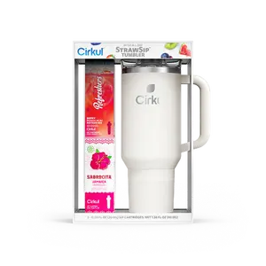 Cirkul 40oz Pearl All-Day StrawSip™ Tumbler Starter Kit, 2 Flavor Cartridges (1 Frosted Refresher Berry Peach Acai, 1 Sabrocita Hibiscus), Zero Calories and No Sugar