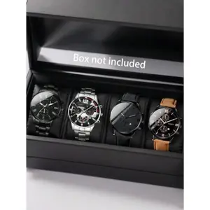 4PCS Men's Quartz Watch Set, Fashionable Business Style, Can Be Used As A Gift For Important Festivals Wristwatch