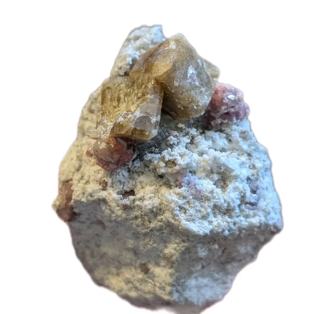 Raspberry Garnet on Matrix w. yellow Garnet