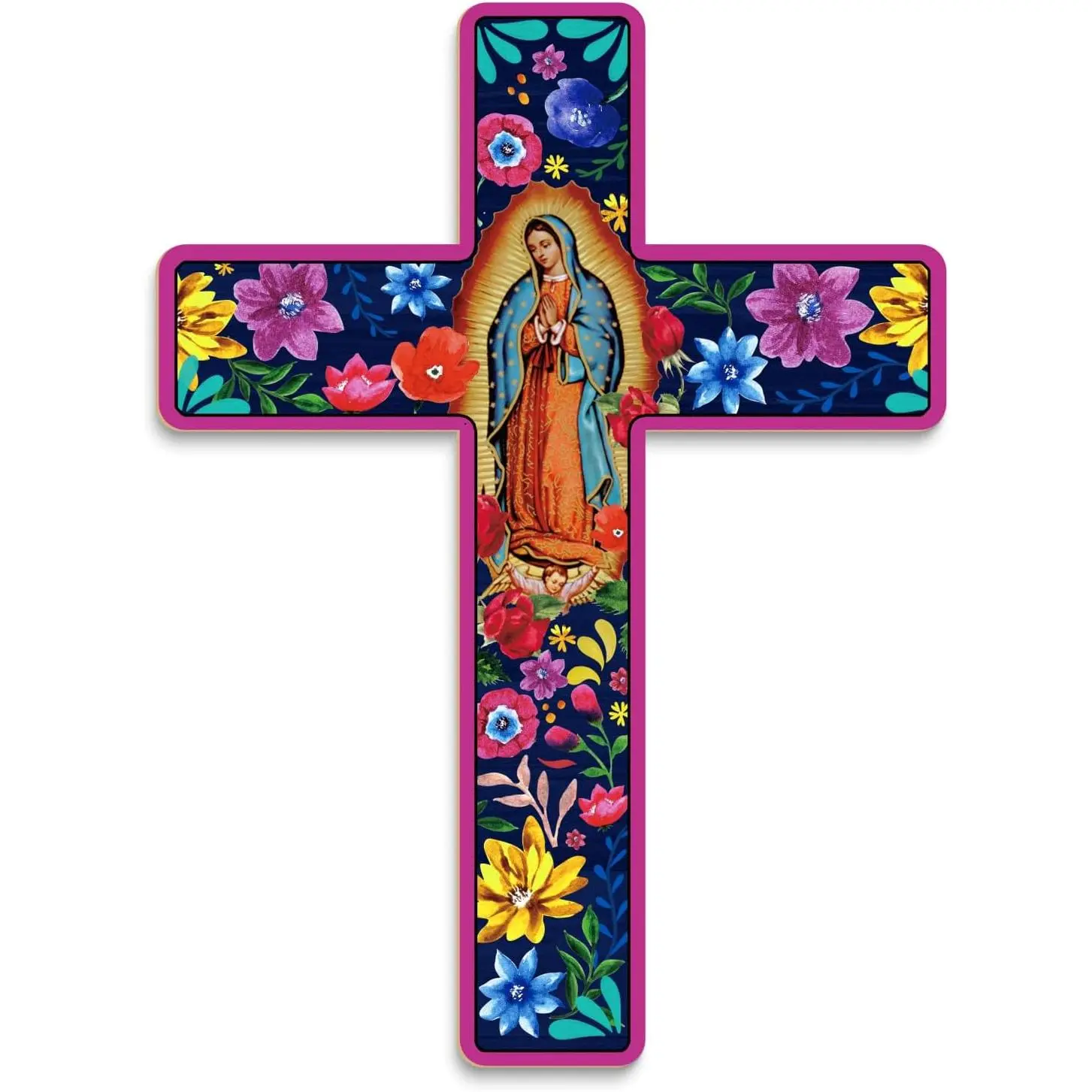 Floral Cross Wall  Painted ative Wooden Inspirational Cross Spanish Style Wall Cross  Mexican Art Wall  Crucifix for Home Room Church ation