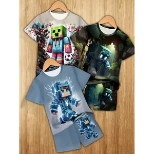 6pcs Set Of Fashionable 3D Printed Casual Pullover, Short Sleeved Shorts T-shirt For Boys, (randomly Send A 2pcs Set) Outdoor T-shirt Shorts Set For Boys, for Outdoor