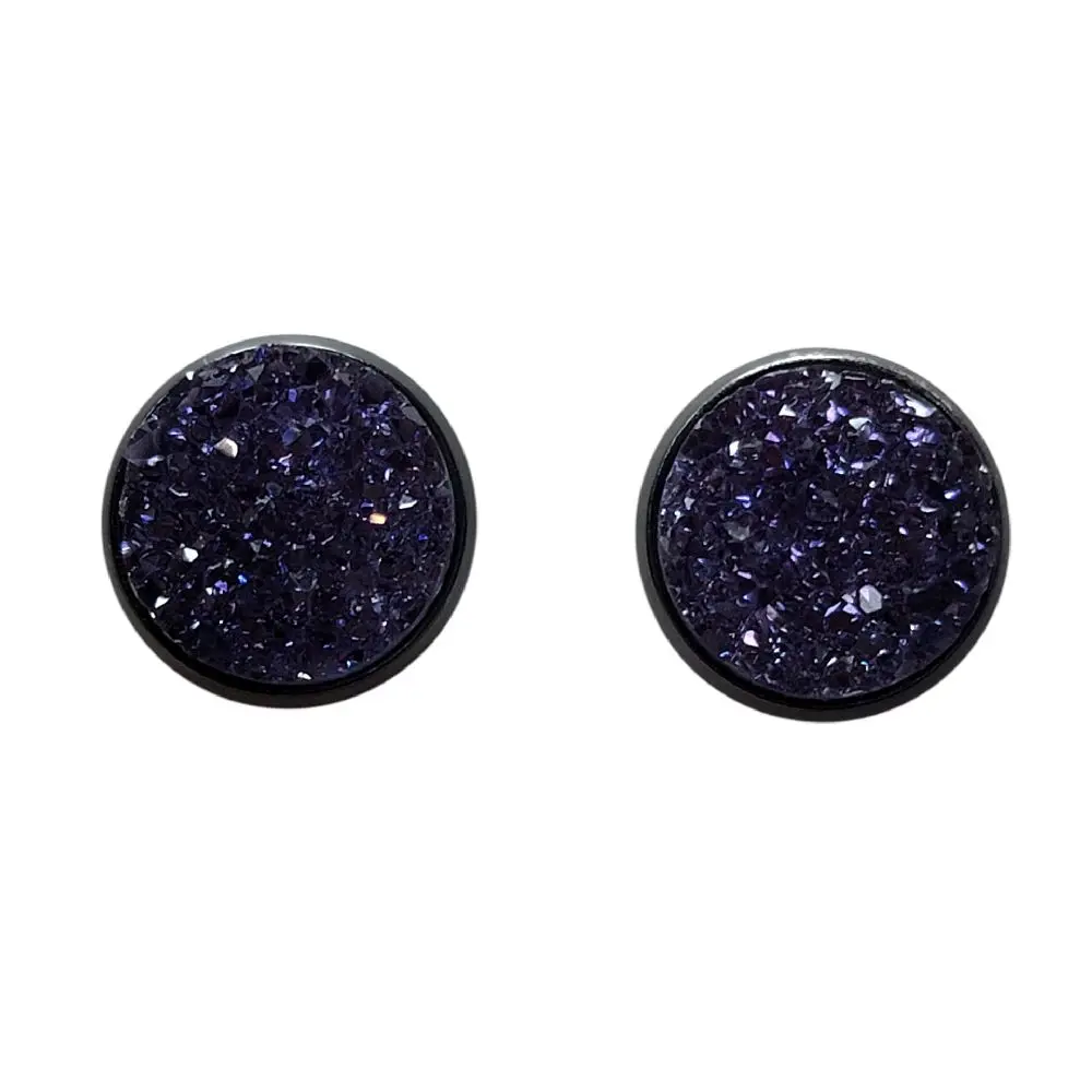 Indigo Faux Druzy Stud Earrings