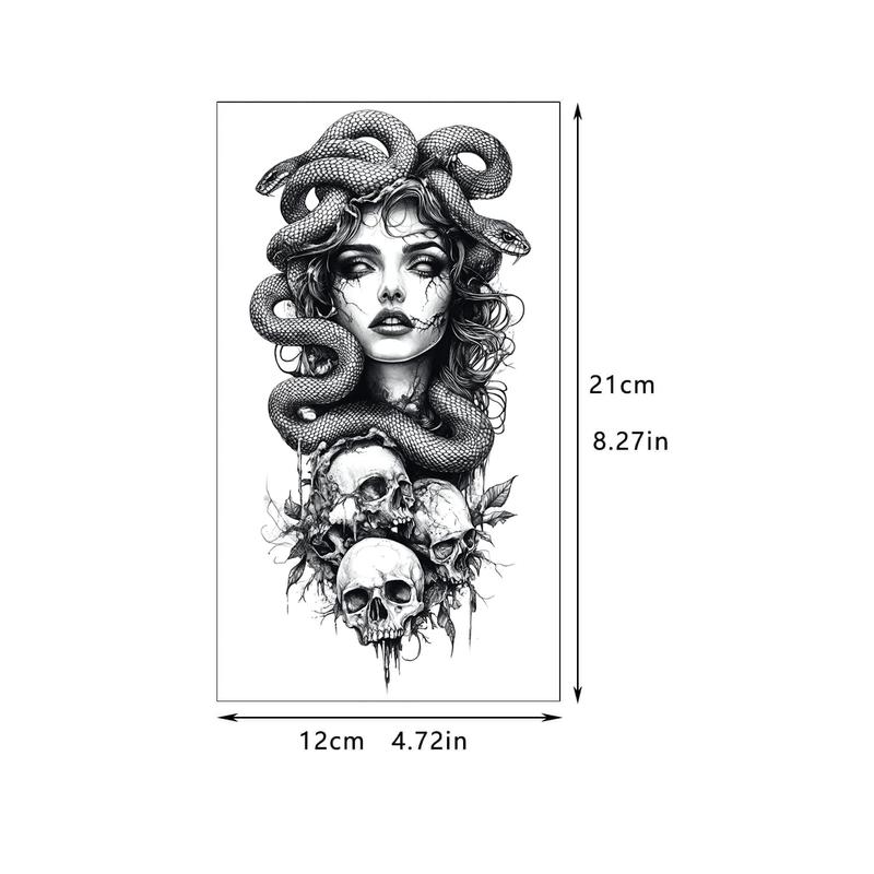 24-Pack Half Sleeve Temporary Tattoos for Adults - Realistic 3D Lion, Eagle, Skull, Jesus & Greek God Designs |   Waterproof Forearm Body Stickers for Men & Women (Gothic Style, Long Lasting)