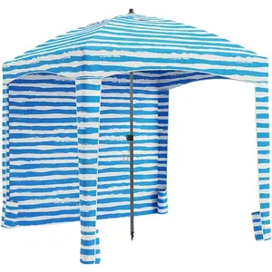 Sweetcrispy Portable Cool Cabana Beach Tent Shelter Canopy, UPF 50+ Sand Pockets, Waterproof Easy-Setup Outdoor Sun Shade with Vent Top & Carry Bag, for Families