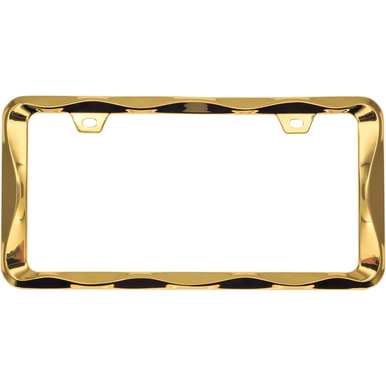 3D Curly Wave Pattern License Plate Holder Golden License Plate Frame from Pure Zinc Alloy Metal Perfect Plate Holder
