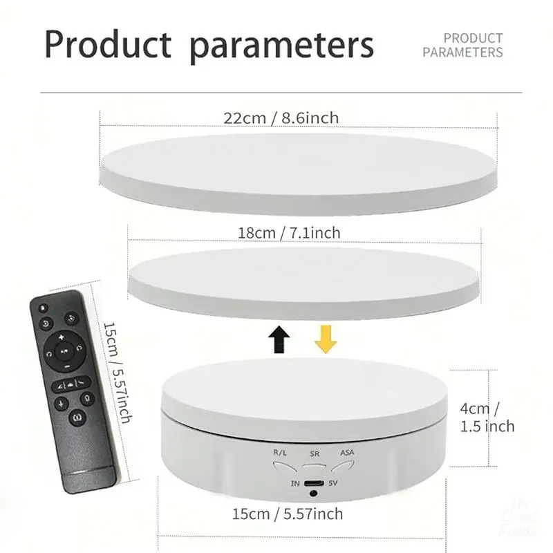 3 in 1 Electric 360 Degree Shooting Turntable with 3 Display Plates, Adjustable Speed and Angle Display Stand for Photography and Live Product Shows
