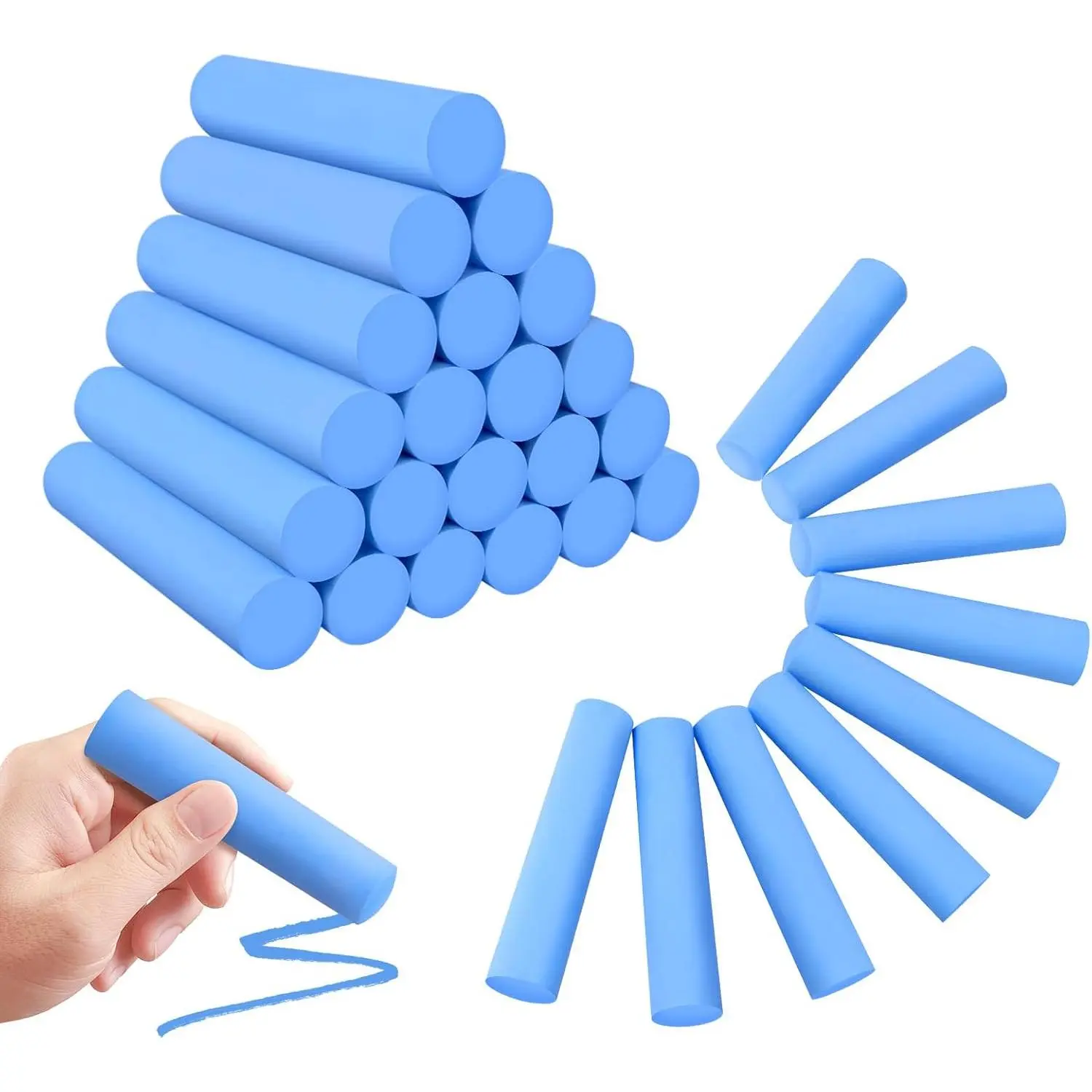 50 Pack Washable Sidewalk Chalks for    Chalk for Outdoor Art Play, Colored Chalk for Painting on Chalkboard, Blackboard and Playground(Blue)