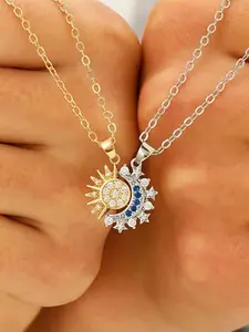 New Stainless Steel Magnetic Sun Moon Couple Necklace Fashion Chain for Men and Women Good Friend Gifts Trend Jewelry
