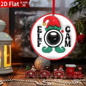 2pcs Funny Elf Camera Christmas Decoration, Acrylic Tree Ornament with Ribbon Hook, Festive Party Photo Props, Vintage Christmas Decorations