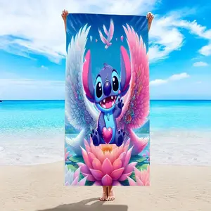 Cartoon Stitch Print Beach Towel, Extra Large Super Soft Quick Dry Microfiber Towel, Perfect for Pool Travel Yoga Summer Vacation Gift