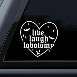 Live Laugh Lobotomy Goth Car Decal, Goth Bumper Sticker, Car Decals For Women, Dark Humour, Horror Decal, Witchy Car Decal, Goth Decor 7