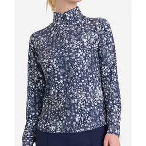 Velocity Quarterzip Women's Golf Quarterzip in Super Duper Bloom - Dark Navy
