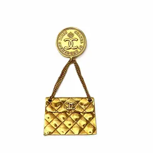Pre-owned CHANEL Brass Small Leather Goods Brooch Accessory