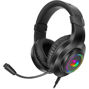 Redragon H260 Hylas Wired Gaming Headset, 50 mm Drivers, Stereo Surround Sound, Noise-Canceling Microphone, Dynamic RGB Backlight, Over-Ear Headphones Works for PC/PS4/XBOX ONE/NS, Black