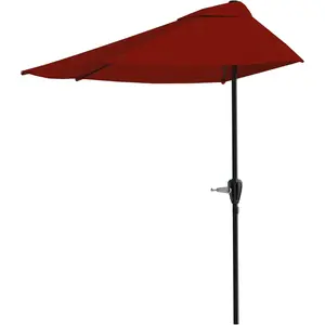 Garvee Half-Umbrella Style Outdoor Patio Umbrella 9-Foot with Easy-Crank Handle Compact Sunshade for Balconies Dining Tables or Patios Durable Polyester Fabric