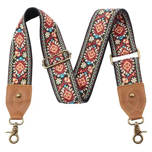 Nefelibata Purse Strap, 2" Crazy Horse Leather End Shoulder Strap Adjustable Replacement,Retro Jacquard Embroidery Multi-pattern Crossbody Bag Straps for Handbag,Crossbody Bags(Brown flower) Nefelibata Purse Strap, 2" Crazy Horse Leather End Shoulder Strap Adjustable Replacement,Retro Jacquard Embroidery Multi-pattern Crossbody Bag Straps for Handbag,Crossbody Bags(Brown flower)