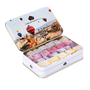Luxury Lokum Turkish Delight Candy Gift Basket, Elegant Tin Box with 5 Unique Flavors, 13.2 oz, No Nuts, Gourmet Christmas Holiday Corporate Food Gift