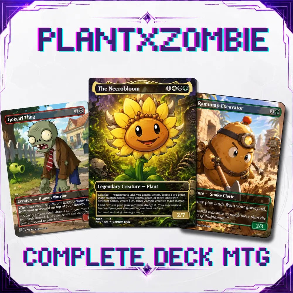 Plant Vs Zombie 100-Card Custom Anime Waifu Token Dedicated Fantasy Deck for MTG Card Game Set
