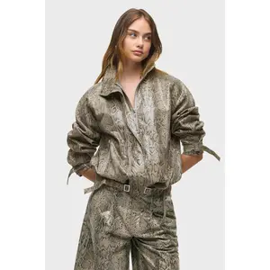 Leather Funnel Collar Jacket